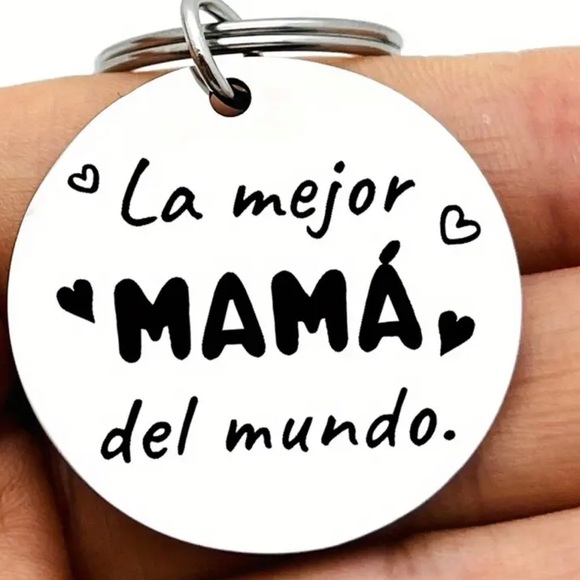 Accessories - Silver Keychain with Black Text